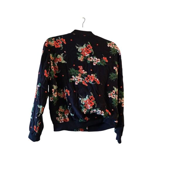 Zara Basic Womens Floral Print Satin Jacket Size M Bomber Date Night Lightweight - Picture 2 of 7